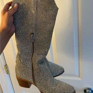 Sparkling Rhinestone Heeled Boots